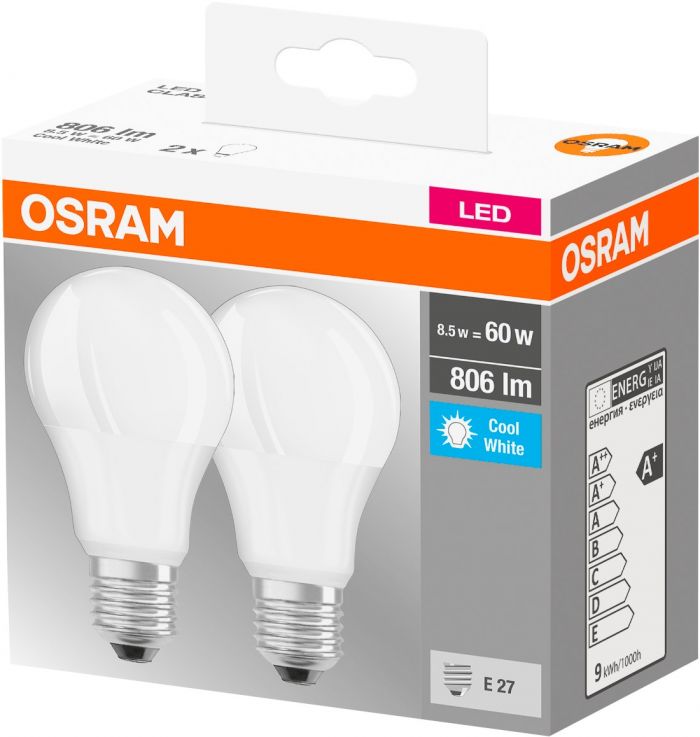 Набір ламп 2шт OSRAM LED E27 8.5Вт 4000К 806Лм A60