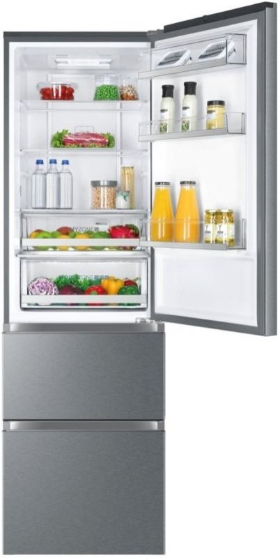 Холодильник Haier багатодверний, 190.5x59.5х65.7, холод.відд.-233л, мороз.відд.-114л, 3дв., А++, NF, інв., дисплей, зона нульова, нерж