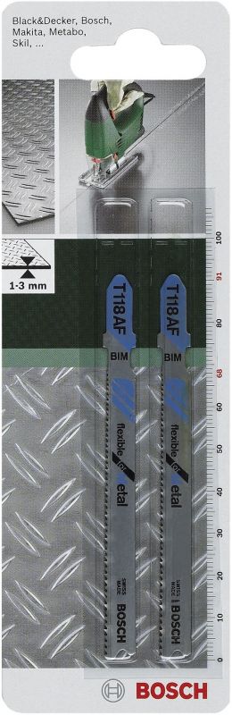 Полотно пиляльне для електролобзика BiM Bosch по металу , T 118 AF, 1.1-1.5х91мм, 2шт