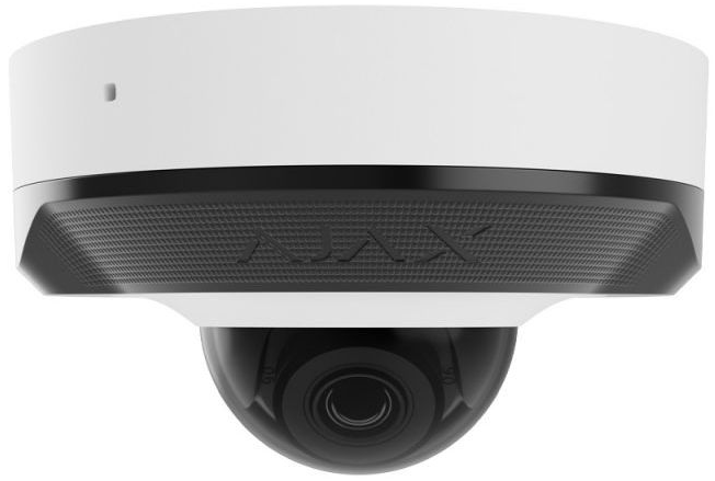 IP-Камера дротова Ajax DomeCam Mini, 5мп, 4мм, Poe, True WDR, IP 65, ІЧ 30м, аудіо, кут огляду 75°до 85°, міні купольна, біла