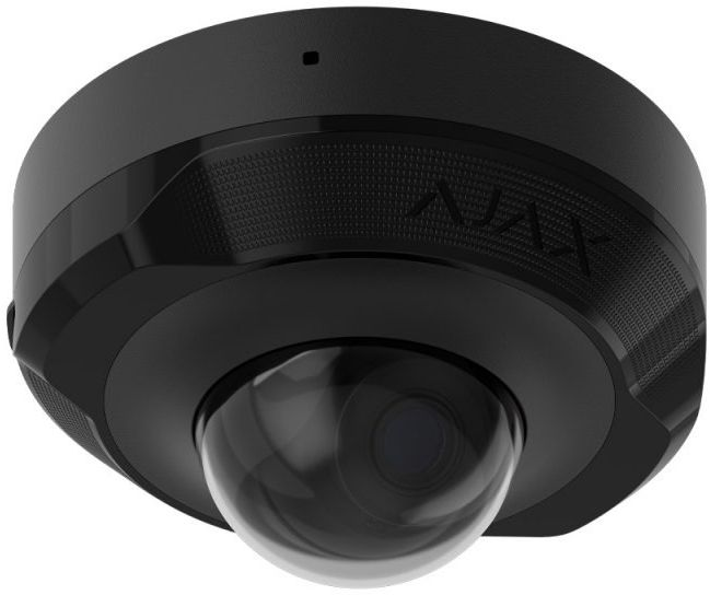 IP-Камера дротова Ajax DomeCam Mini, 5мп, 4мм, Poe, True WDR, IP 65, ІЧ 30м, аудіо, кут огляду 75°до 85°, міні купольна, чорна