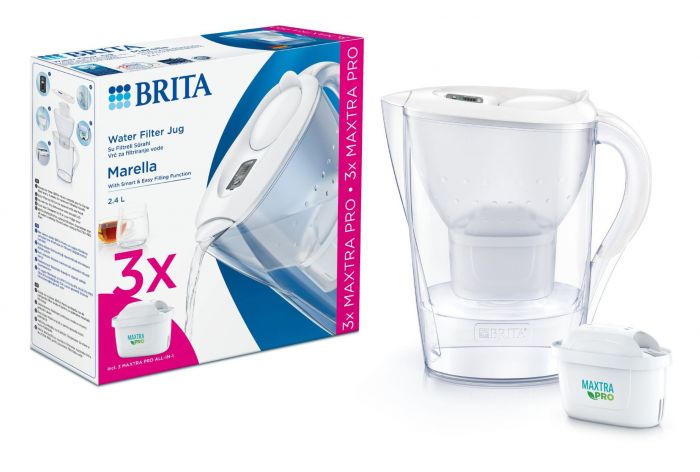Фільтр-глечик Brita Marella Memo MXPro 2.4л (1.4л очищеної води) з фільтр-картриджем 3шт, білий