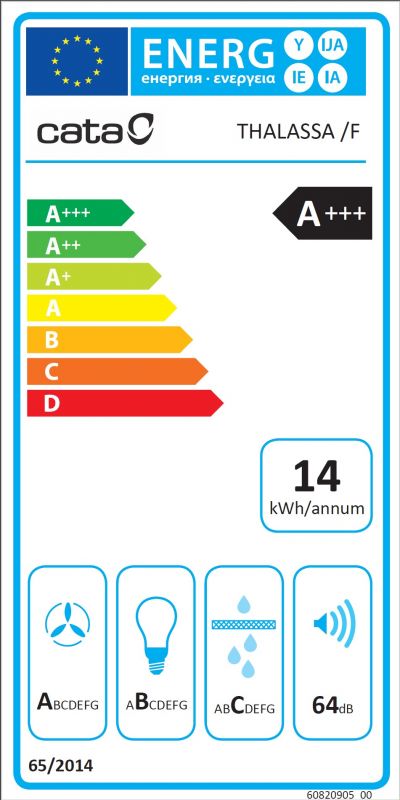 Витяжка похила Cata, 80см, 1350м.куб/год, Thalassa 800 xgwh, білий
