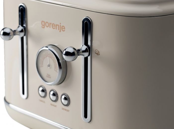 Тостер Gorenje, 950Вт, функц. розморожування, автовідключення, пластик + металл, бежевий