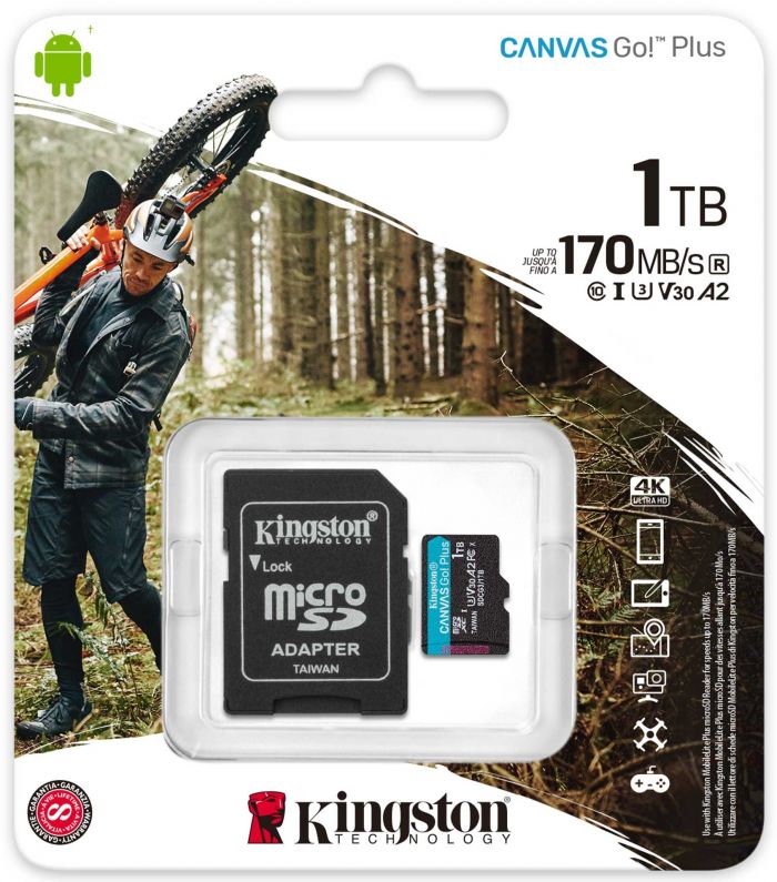 Карта пам'яті Kingston microSD 1TB C10 UHS-I U3 A2 R170/W90MB/s + SD