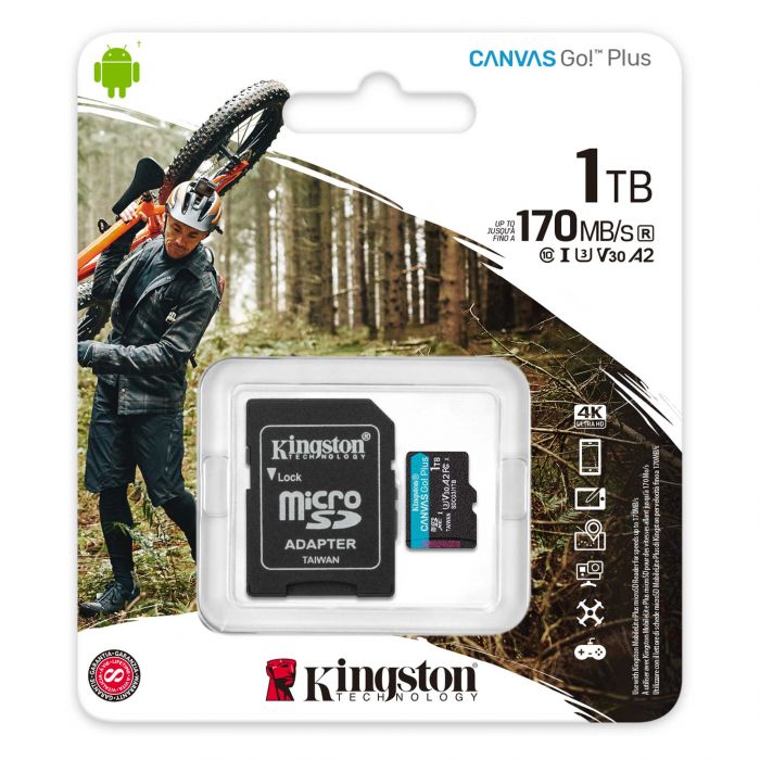 Карта пам'яті Kingston microSD 1TB C10 UHS-I U3 A2 R170/W90MB/s + SD