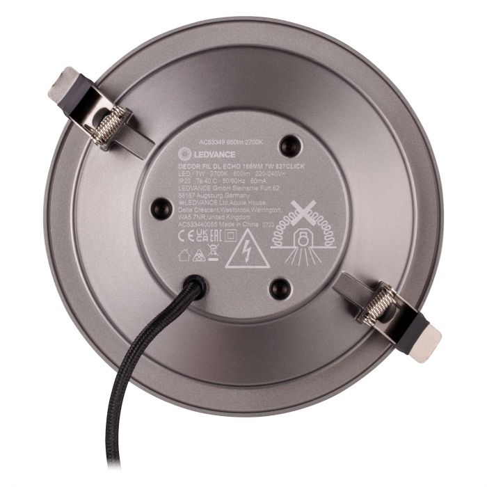 Світильник даунлайт LEDVANCE Decor Filament Echo 7Вт 650Лм 2700K 166мм сірий