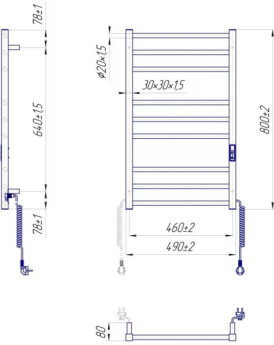 Рушникосушка Mario електрична Преміум Класік-ITR K, 800х500х80мм, таймер-регулятор, нерж.сталь, золото