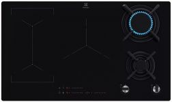 Варильна поверхня Electrolux комбінована (2 газ + 3 інд), 90см, розширена зона, чавун, чорний