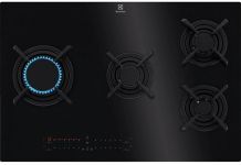 Варильна поверхня Electrolux газова на склі, 80см, чавун, електрон. керування, Hob2Hood, чорний