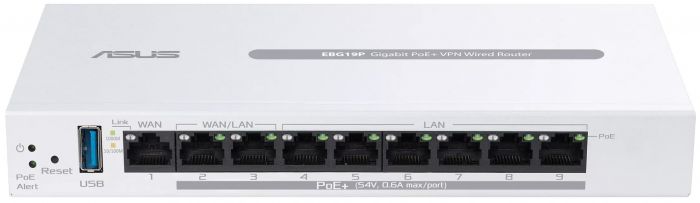 Маршрутизатор ASUS ExpertWiFi EBG19P 8xGE LAN (8xPoE), 1xGE WAN,  1xUSB 3.2, 123W, BT