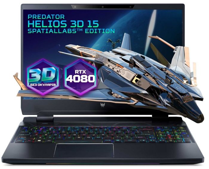 Ноутбук Acer Predator Helios 3D PH3D15-71 15.6" UHD IPS, Intel i9-13900HX, 32GB, F1TB, NVD4080-12, Win11, чорний