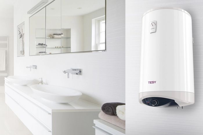 Водонагрівач електр. TESY Modeco Ceramic круглий із теплообмінником GCV9SL 1004724D C21 TS2RCP, 100л, 2,4кВт, сухий тен, мех. кер-ння, підключення з лівого боку B, білий