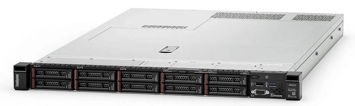 Сервер Lenovo SR630, 4210R, 2.4GHz/10-core/1P, 32GB 2933MHz DDR4, 8 SFF, RAID 9350-8i 2GB, 2xLP G3 x8 and x16, no NIC, 750W Titanium, 1U TS-Rails, XCC Ent, 3Y Warranty