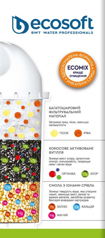 Комплект картриджів Ecosoft покращений для фільтр-глечиків Ecosoft та Наша Вода, 2шт
