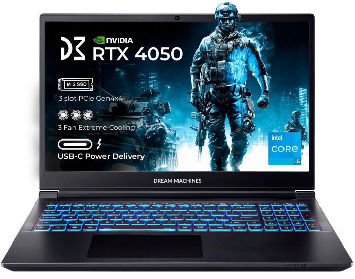 Ноутбук Dream Machines RG4050-15 15.6FHD IPS, Intel i5-14500HX, 32GB, F1TB, NVD4050-6, DOS, чорний