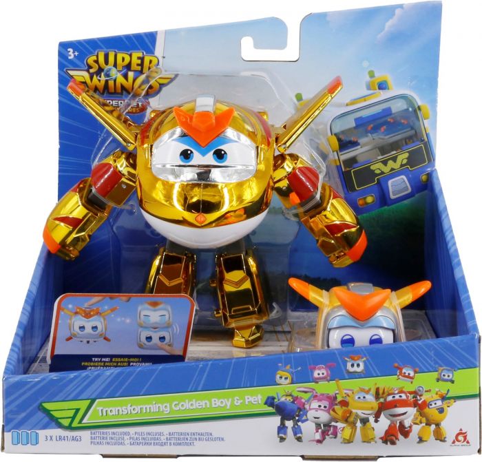 Ігровий набір Super Wings Transforming Золотий Хлопчик і улюбленець (Golden Boy & Pet)