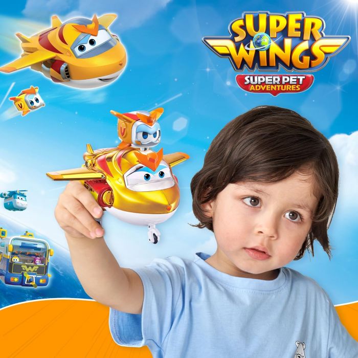 Ігровий набір Super Wings Transforming Золотий Хлопчик і улюбленець (Golden Boy & Pet)