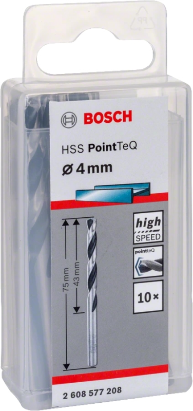 Свердло по металу Bosch HSS-PointTeQ, 4х43х75мм, 10шт