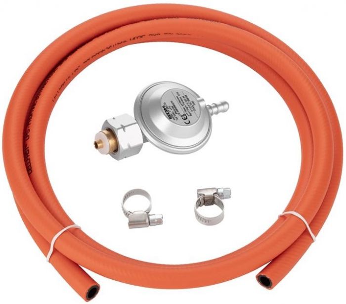 Комплект GOK підключення газового балону з вентилем Shell та KLF (редуктор 1шт, шланг 2м, хомут 2шт)