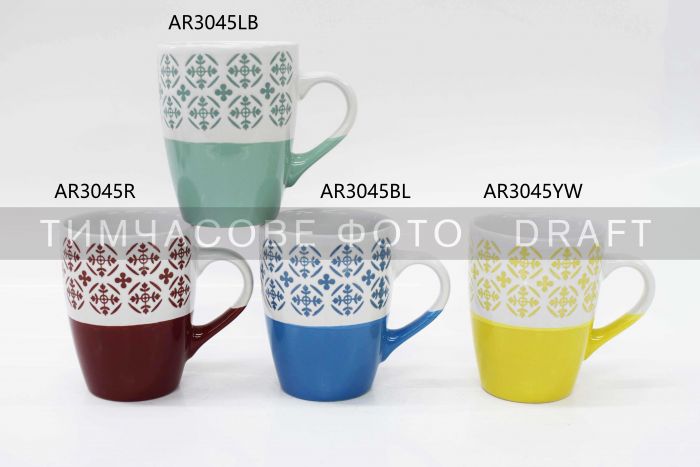 Чашка Ardesto Ornament, 320мл, кераміка, блакитно-білий