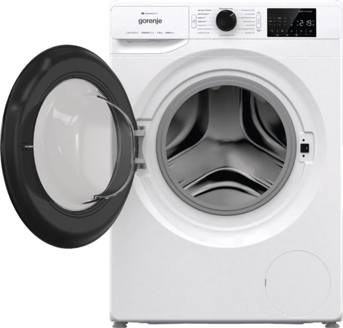 Пральна машина Gorenje фронтальна, 8кг, 1400, A+++, 55см, дисплей, інвертор, пара, Wi-Fi, білий