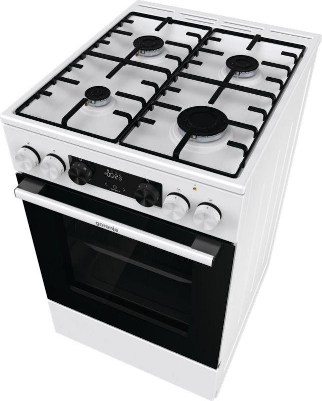 Плита Gorenje комбінована, 62л, 50x60см, дисплей, IconLed, емальовані, білий