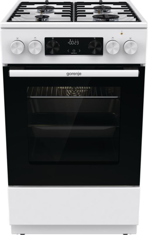 Плита Gorenje комбінована, 62л, 50x60см, дисплей, IconLed, емальовані, білий