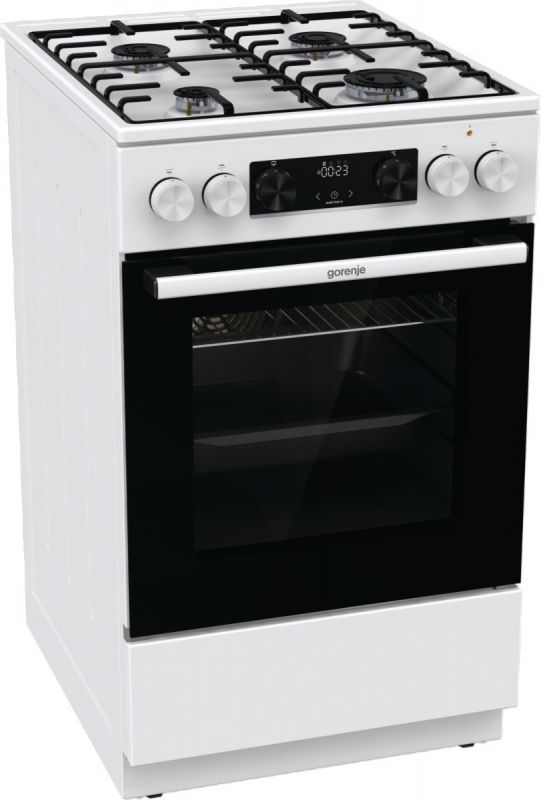 Плита Gorenje комбінована, 62л, 50x60см, дисплей, IconLed, емальовані, білий