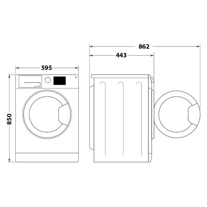 Пральна машина Indesit фронтальна, 6кг, 1200, A+++, 43см, дисплей, інвертор, люк чорний, білий