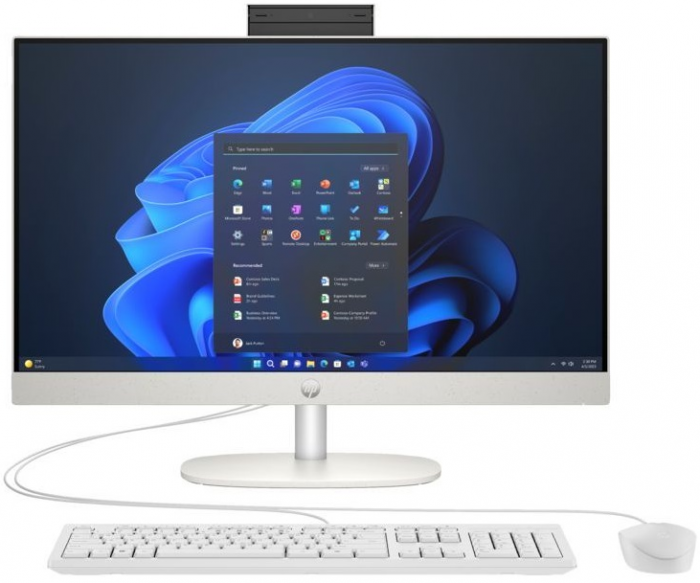 Комп'ютер персональний моноблок HP 240-G10 23.8" FHD IPS AG, Intel i3-N300, 8GB, F512GB, UMA, WiFi, кл+м, 3р, DOS, білий