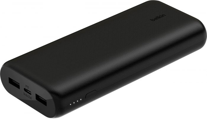 Акумулятор портативний літій-іонний Power Bank Belkin 20000мА·год, 20Вт, 2хUSB-A/USB-C, чорний