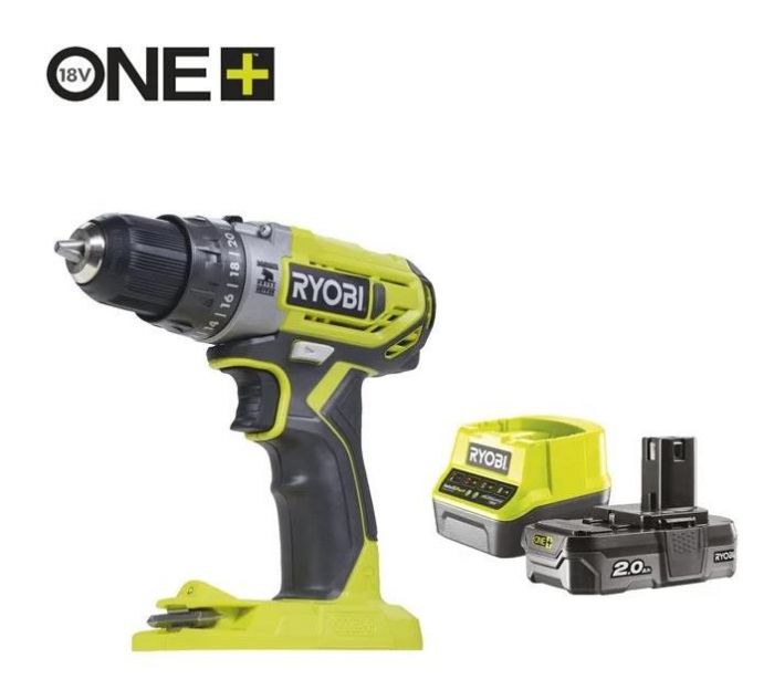 Шурупокрут-дриль ударний акумуляторний Ryobi ONE+ R18PD2-120B 18В 1х2А·год ЗП 40Нм 400·1350об·хв 1.03кг