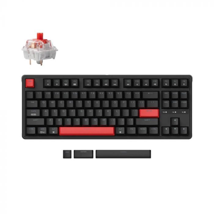 Клавіатура механічна Keychron C3 Pro 87Key, K pro Red, USB-A, QMK, Hot-swap, EN/UKR, RGB, чорний