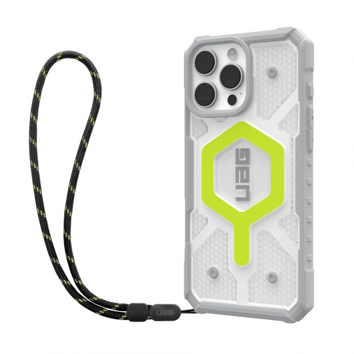 Чохол+ремінець UAG для iPhone 16 Pro Max, Pathfinder Clear Magsafe Bundle, Active Neon Lanyard
