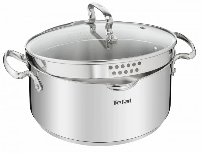 Каструля Tefal DUETTO, 5л, з кришкою, нержавіюча сталь, скло