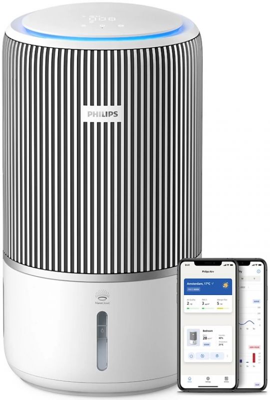 Очисник-зволожувач повітря Philips Series 3400, 78м2, 300м3/год, 3-х шар. HEPA фільтр +вугільний фільтр, Wi-Fi, 5 режими, білий