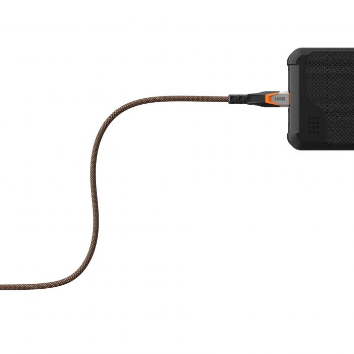 Кабель USB-C > USB-C 3.2 заряджання/синхронізації UAG 0.75м, 240Вт, Type-C, Rugged Double Braided Nylon, Black/Orange