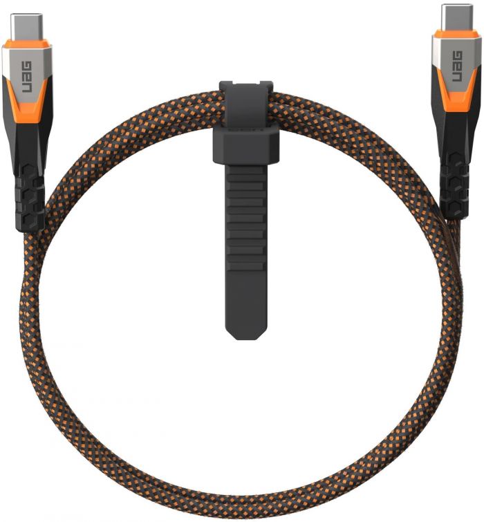 Кабель USB-C > USB-C 3.2 заряджання/синхронізації UAG 0.75м, 240Вт, Type-C, Rugged Double Braided Nylon, Black/Orange