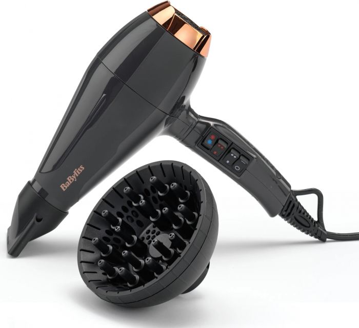Фен Babyliss Air Pro, 2200Вт, 2 режими, дифузор, іоніз-я, хол. обдув, чорний