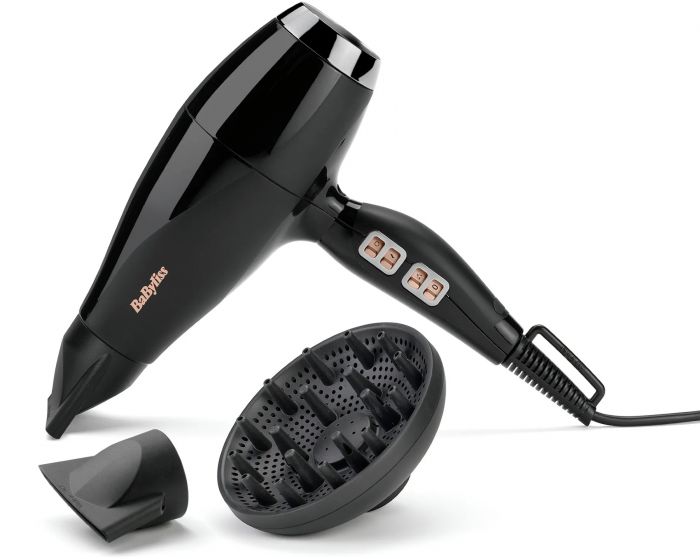 Фен Babyliss Air Power Pro, 2300Вт, 3 режими, дифузор, іоніз-я, хол. обдув, кераміка, чорно-рожевий