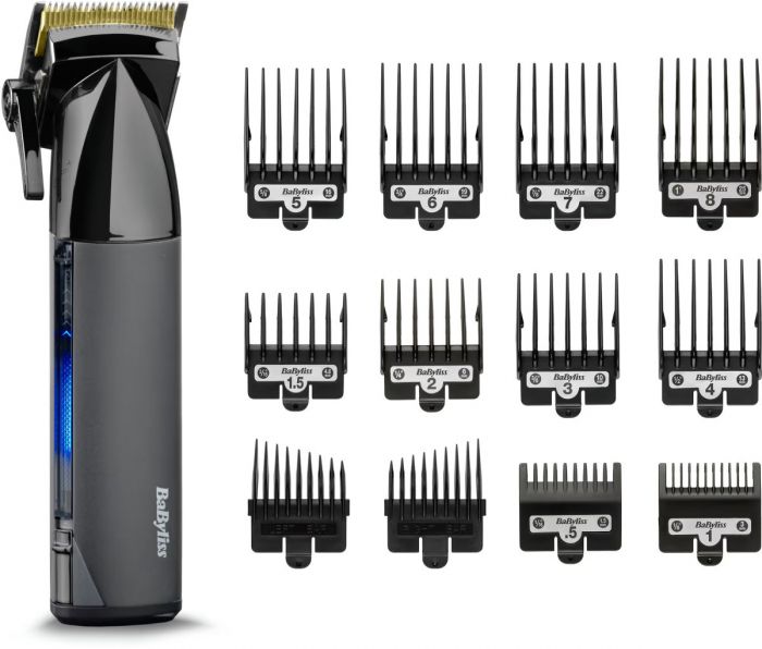 Машинка для стриження  Babyliss Super-X Metal Series, акум., насадок-12, сталь з графітовим покриттям, чорно-сріблястий