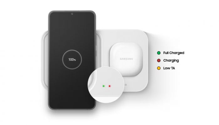 Зарядний пристрій бездротовий Samsung Duo 15Вт з блоком живлення, білий