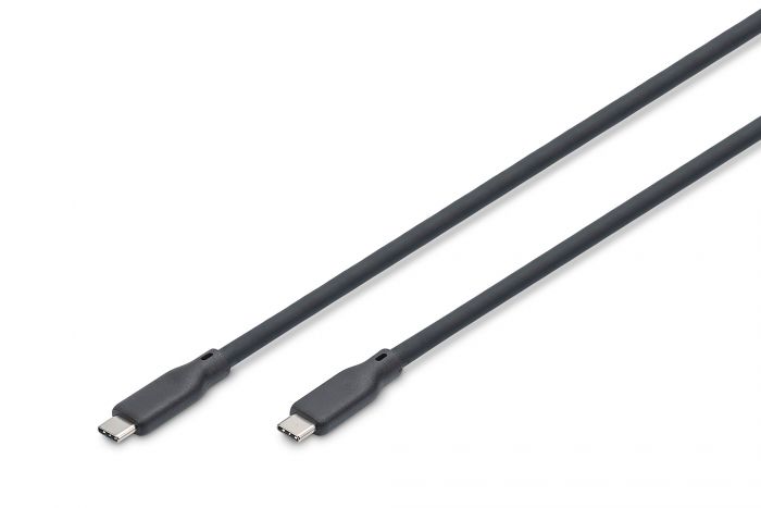 Кабель USB-C заряджання/синхронізації, DIGITUS, 1м, USB 3.2 Gen2, 10G, 100W, 4K, силіконовий, чорний