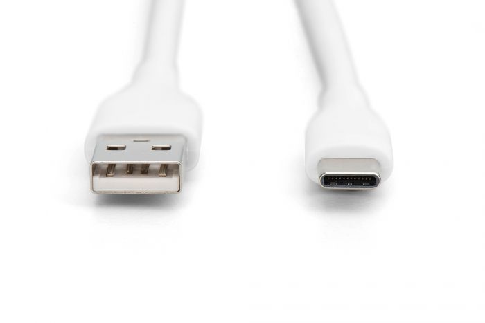Кабель DIGITUS USB-A > USB-C заряджання/синхронізації, USB 2.0, 60W, силіконовий, 2м, білий