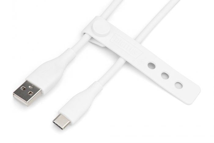 Кабель DIGITUS USB-A > USB-C заряджання/синхронізації, USB 2.0, 60W, силіконовий, 2м, білий