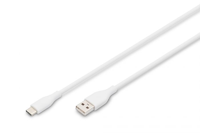Кабель DIGITUS USB-A > USB-C заряджання/синхронізації, USB 2.0, 60W, силіконовий, 2м, білий