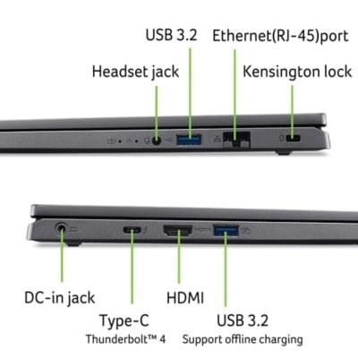 Ноутбук Acer Aspire 16 A16-51GM 16" WUXGA IPS, Intel 7-150U, 16GB, F1TB, NVD2050-4, Lin, сірий