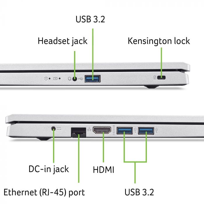 Ноутбук Acer Aspire 3 A317-54 17.3" FHD IPS, Intel i7-1255U, 16GB, F512GB, UMA, Lin, сріблястий