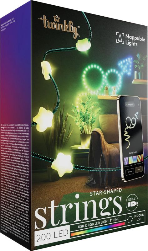 Гірлянда Smart LED Twinkly Strings Star RGB 200 IP20 12м USB-C кабель зелений без БЖ